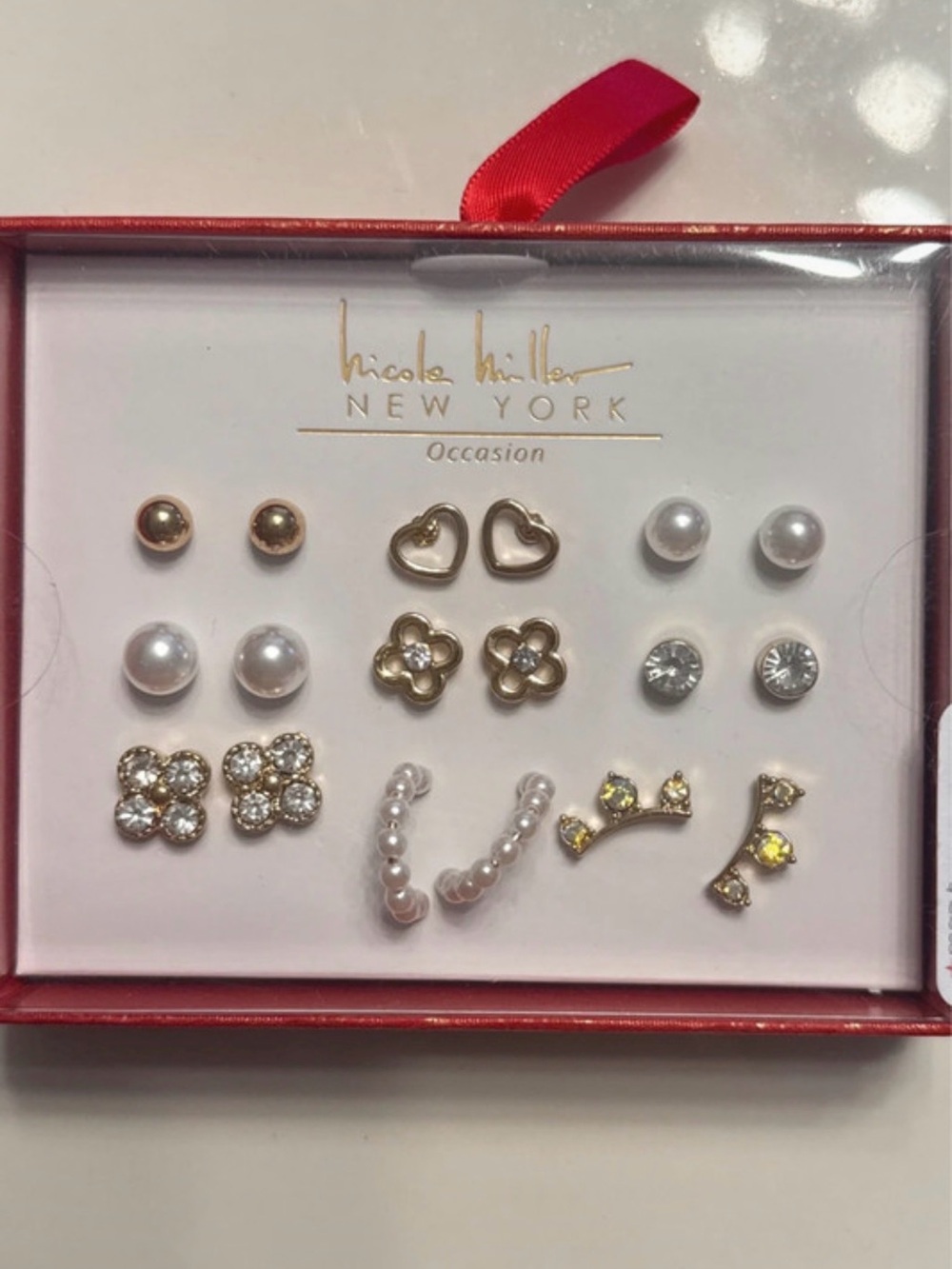 Nicole Miller Kids Pink Pearl & Gold Accent Earring Set